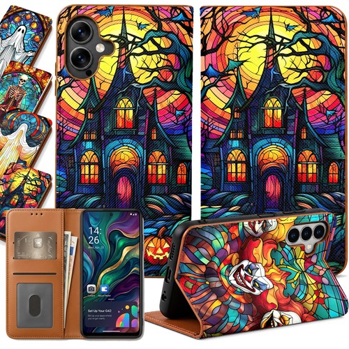 Halloween art leather wallet - leather,