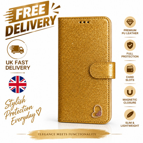 Samsung a70 gold glitter - samsung, flip