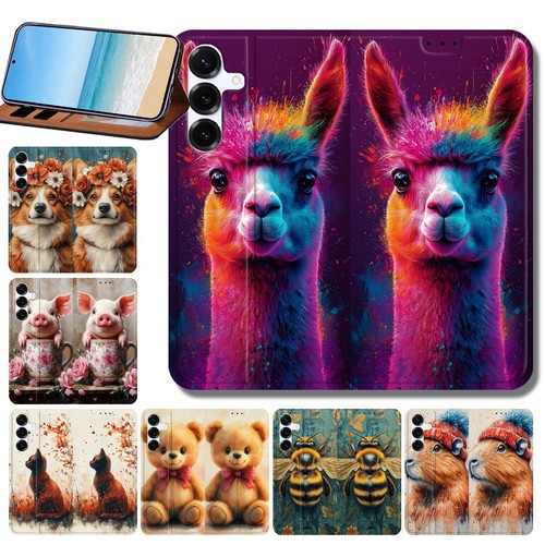 Watercolour farm print leather - watercolour,